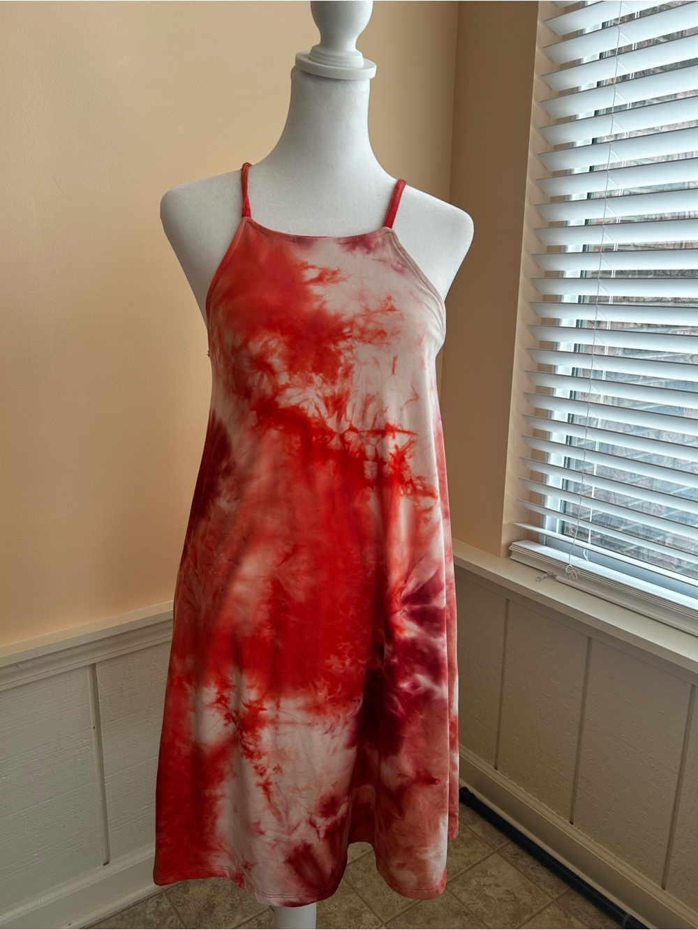 Red/pink Tie-Dye Slip Dress